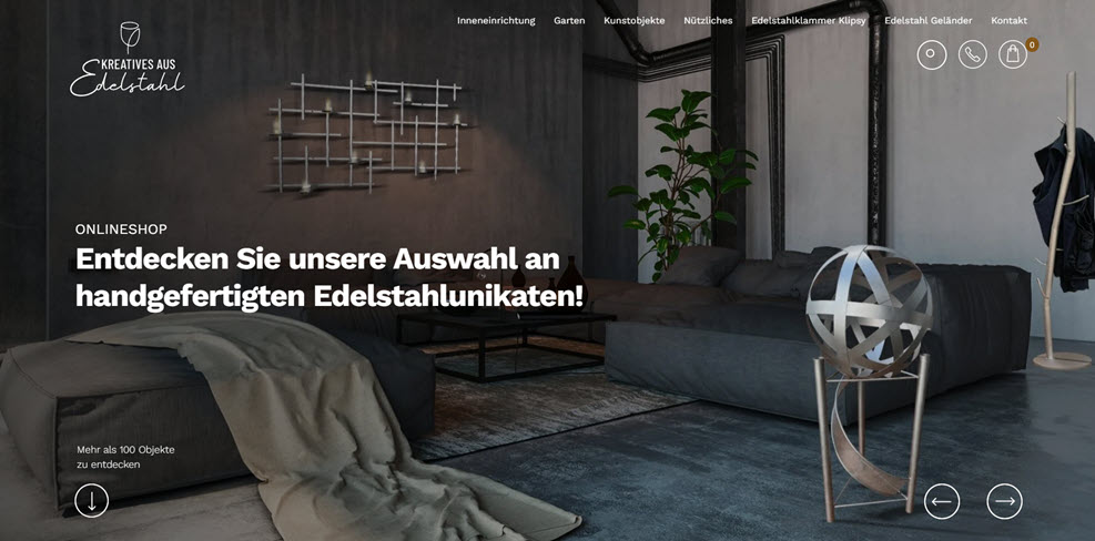 Kreatives aus Edelstahl Online Shop - Inneneinrichtung - Garten - Kunstobjekte - Nützliches